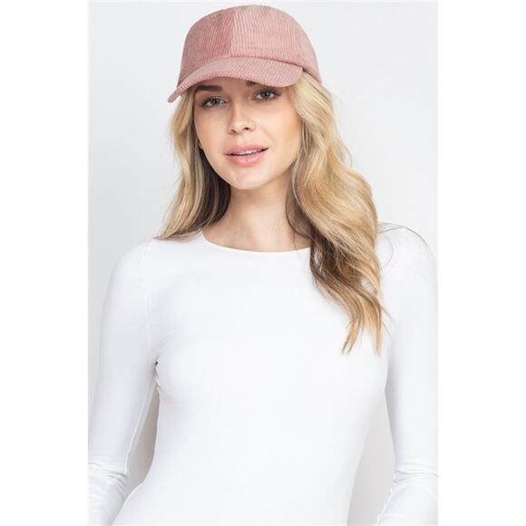 Blush Pink Textured Corduroy Ball Cap - Picture 2 of 5